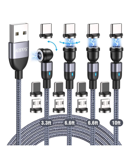 Cable de Carga Magnético 4 en 1 Aripps 1-3m Nylon Trenzado