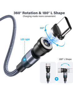 Cable de Carga Magnético 4 en 1 Aripps 1-3m Nylon Trenzado 2