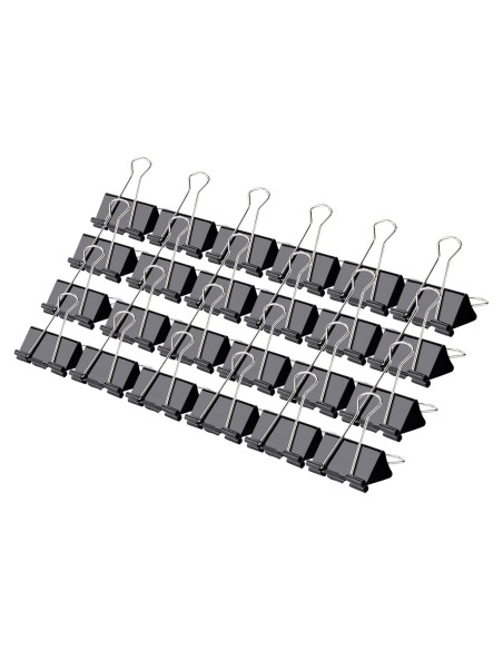 Clip de Binder Mediano Qimailer Negro 24 Pcs 32mm Oficina