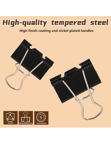 Clip de Binder Mediano Qimailer Negro 24 Pcs 32mm Oficina