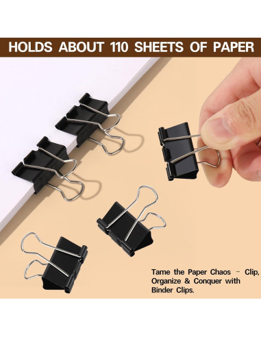 Clip de Binder Mediano Qimailer Negro 24 Pcs 32mm Oficina