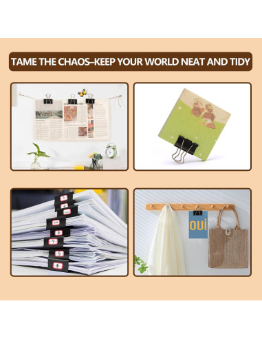 Clip de Binder Mediano Qimailer Negro 24 Pcs 32mm Oficina