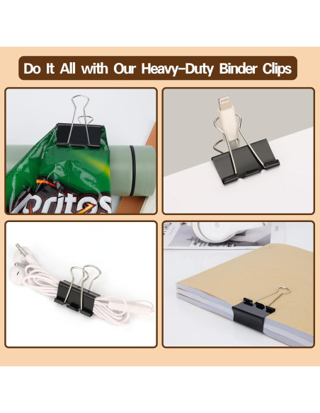 Clip de Binder Mediano Qimailer Negro 24 Pcs 32mm Oficina