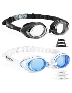 Gafas de Natación Antivaho Seago para Adultos - Negro y Azul Blanco