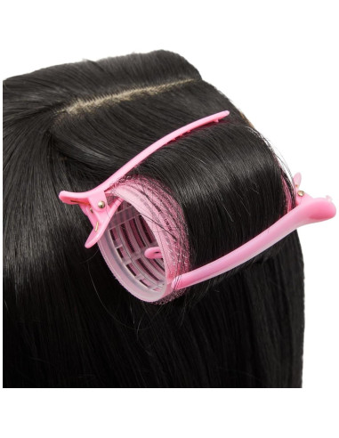 Juego de 48 Rulos Autoadhesivos Glamlily con Clips Rosados