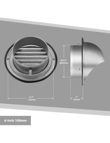 Cubierta de Ventilación Redonda 10 cm Acero Inoxidable FRESH SPEED