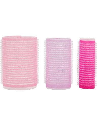 Juego de 48 Rulos Autoadhesivos Glamlily con Clips Rosados