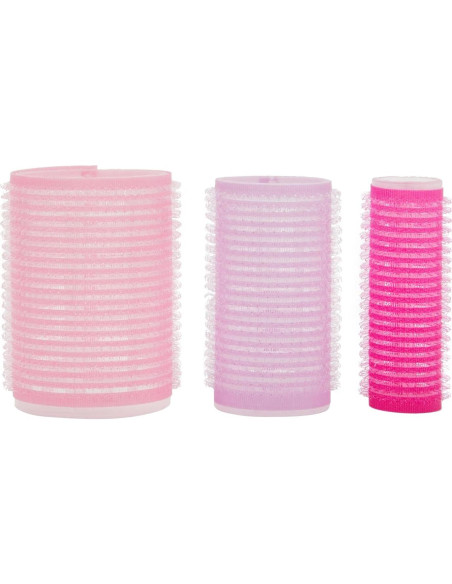 Juego de 48 Rulos Autoadhesivos Glamlily con Clips Rosados