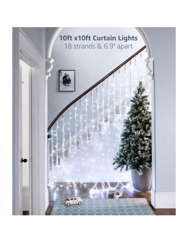 Luces de Cortina LED Lighting EVER 3x3m 306 LEDs Blanco Frío