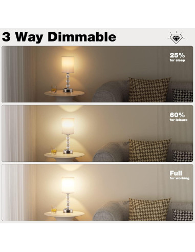 Lámpara de mesa táctil Acaxin 37.1cm con USB y 3 brillos