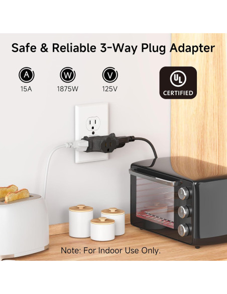 Adaptador de Enchufe de 3 Vías Cable Matters Negro 15A 1875W