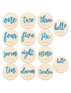 7 Señales de Hitos Mensuales de Madera para Bebés 1-12 Meses