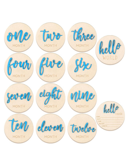 7 Señales de Hitos Mensuales de Madera para Bebés 1-12 Meses