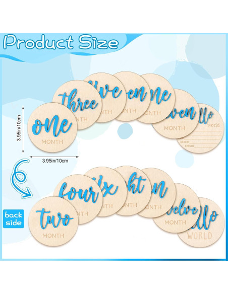 7 Señales de Hitos Mensuales de Madera para Bebés 1-12 Meses