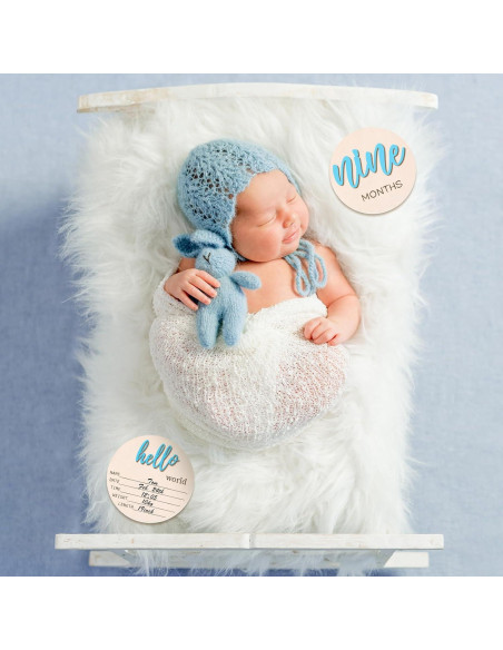 7 Señales de Hitos Mensuales de Madera para Bebés 1-12 Meses