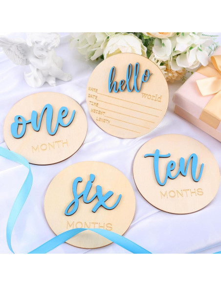 7 Señales de Hitos Mensuales de Madera para Bebés 1-12 Meses