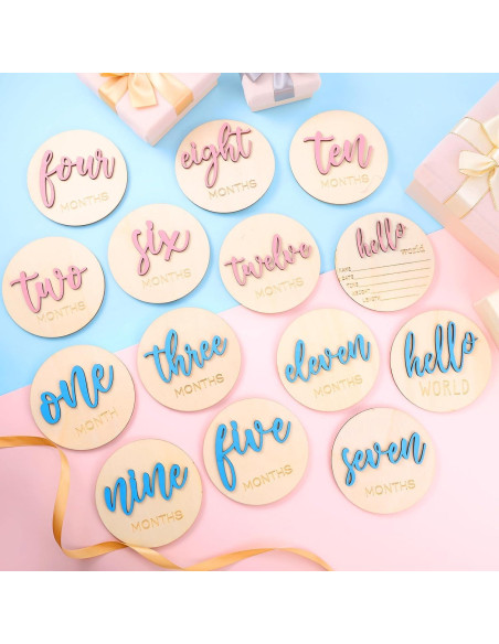 7 Señales de Hitos Mensuales de Madera para Bebés 1-12 Meses