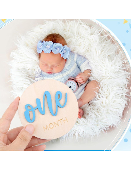 7 Señales de Hitos Mensuales de Madera para Bebés 1-12 Meses