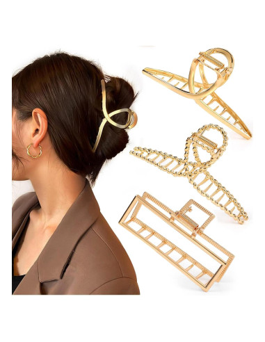 Clips de Garra de Metal Mehayi 3 Piezas para Cabello Grueso