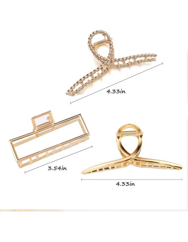 Clips de Garra de Metal Mehayi 3 Piezas para Cabello Grueso