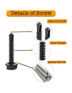 Juego de Tornillos Autoperforantes HVAKHVA Acero Inoxidable 410 380 Pzas 2