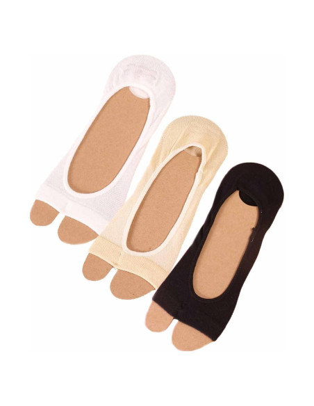 3 Pares de Calcetines Peep Toe Mujer Yuyeran Algodón Antideslizante