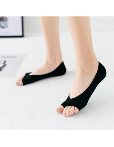 3 Pares de Calcetines Peep Toe Mujer Yuyeran Algodón Antideslizante