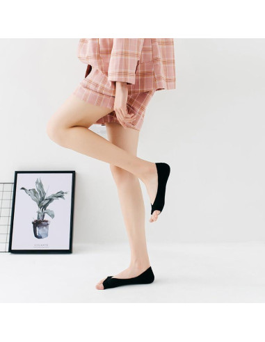 3 Pares de Calcetines Peep Toe Mujer Yuyeran Algodón Antideslizante