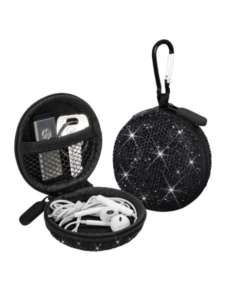 Funda para Auriculares SAVORI Negro con Rhinestone Brillante