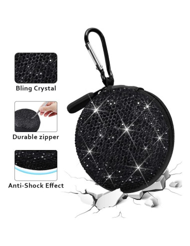 Funda para Auriculares SAVORI Negro con Rhinestone Brillante