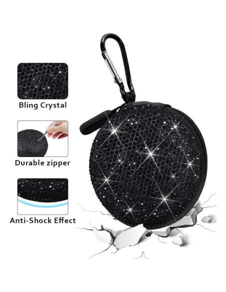 Funda para Auriculares SAVORI Negro con Rhinestone Brillante