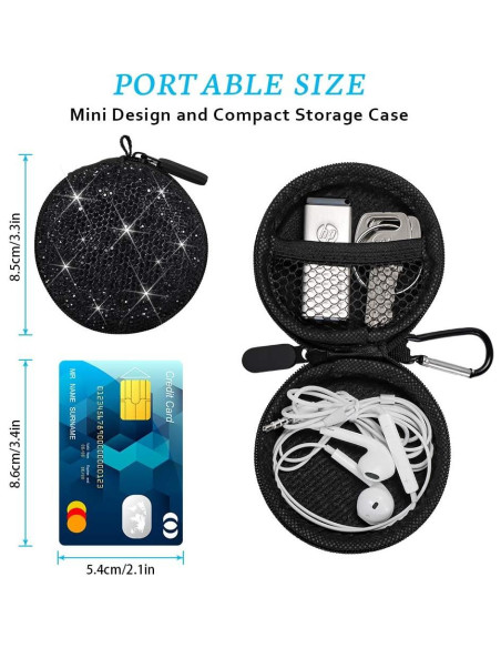 Funda para Auriculares SAVORI Negro con Rhinestone Brillante