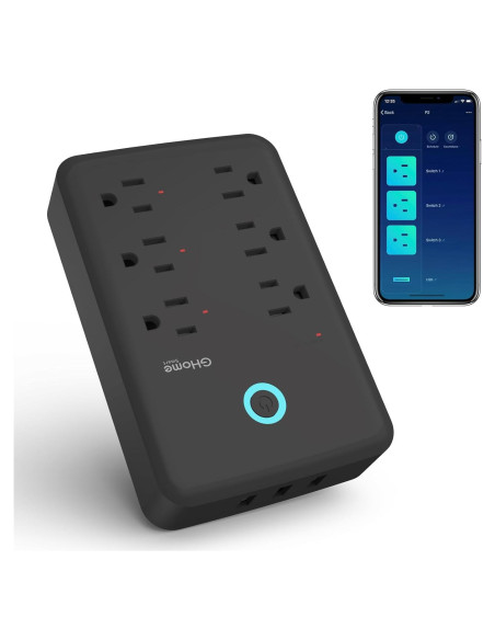 Enchufe Inteligente GHome P2-BK con 3 Regletas y 3 USB