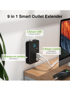 Enchufe Inteligente GHome P2-BK con 3 Regletas y 3 USB 2