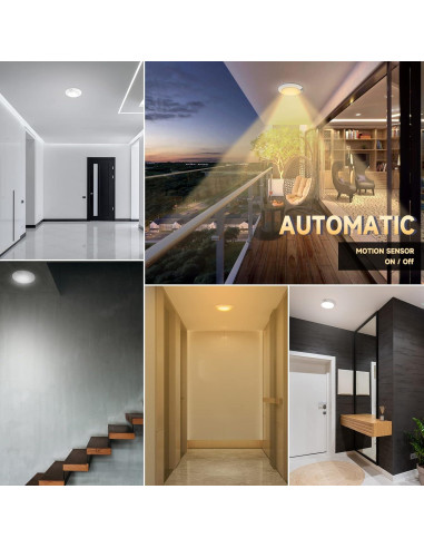 Luz de Techo LED ECOELER 16W con Sensor de Movimiento 19cm