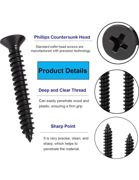 Juego de 100 Tornillos Autoperforantes M5 Phillips Negro