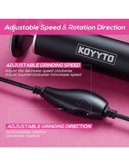 Lima de pies eléctrica KOYYTO con 60 discos de lija negra