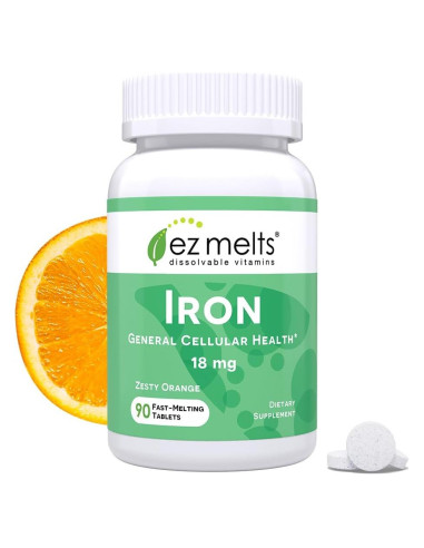 EZ Melts Suplemento de Hierro 18 mg Sin Azúcar 90 Tabletas