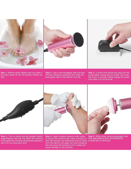 Lima de pies eléctrica KOYYTO con 60 discos de lija negra