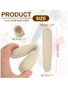 Cubierta de Manija de Puerta uxcell de Silicona Beige 7.1x38.4cm 2