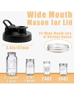 Tapas de Vertedor FyndraX para Frascos Mason Boca Ancha - 4 Pcs 2