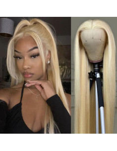 Peluca de Encaje Rubia Aubree 57 cm Larga Sintética Resistente al Calor 2