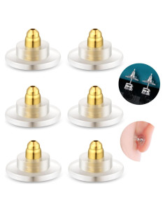 3 Pares de Respaldos de Pendientes Catinee Plata 925 Oro 14K