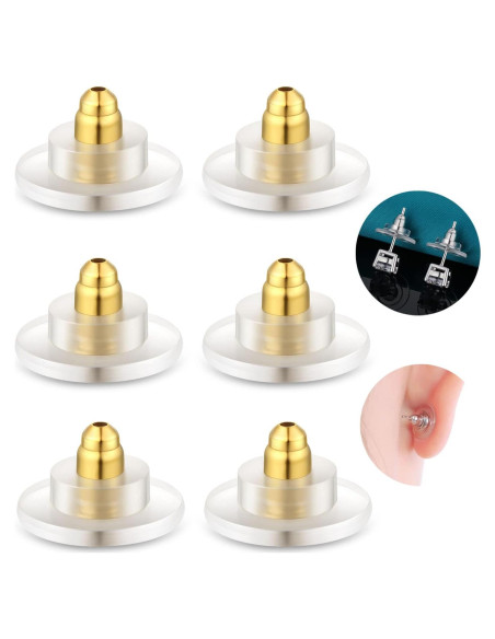 3 Pares de Respaldos de Pendientes Catinee Plata 925 Oro 14K