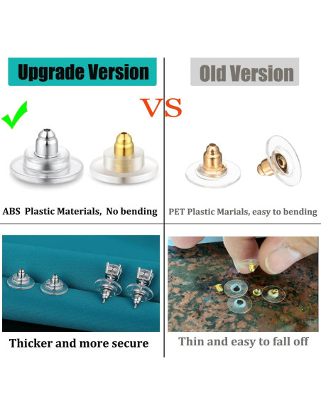 3 Pares de Respaldos de Pendientes Catinee Plata 925 Oro 14K