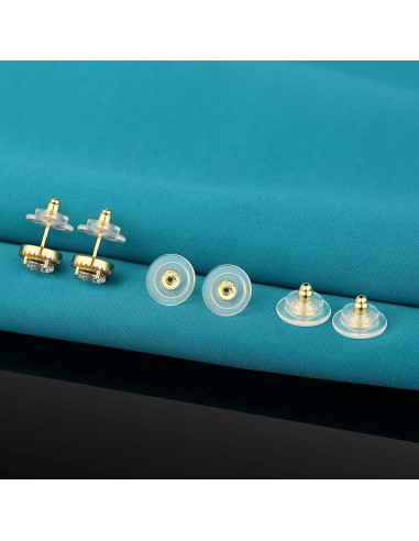 3 Pares de Respaldos de Pendientes Catinee Plata 925 Oro 14K