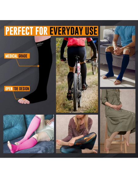 Calcetines de Compresión Doc Miller Punta Abierta 8-15 mmHg