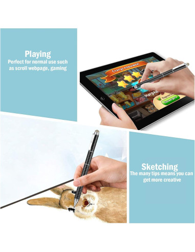 Bolígrafo Estilográfico Yacig 4-en-1 Capacitivo Negro