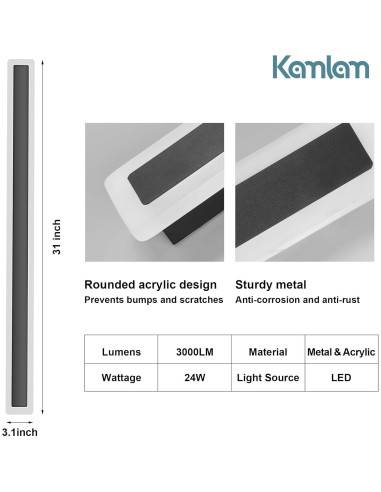Luces de Pared Exteriores RGBW KAMLAM 79cm IP65 24W 2 Pack