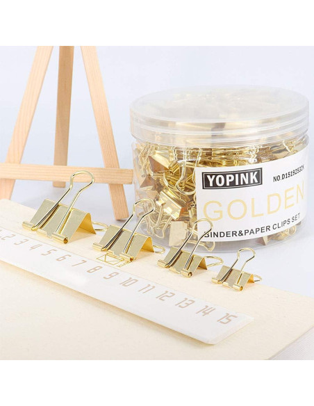 Clips de Papel YOPINK Dorado 100 Piezas Tamaños Variados